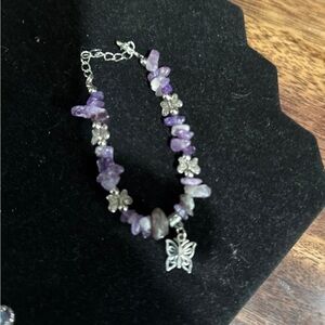 Purple Gemstone Butterfly Bracelet